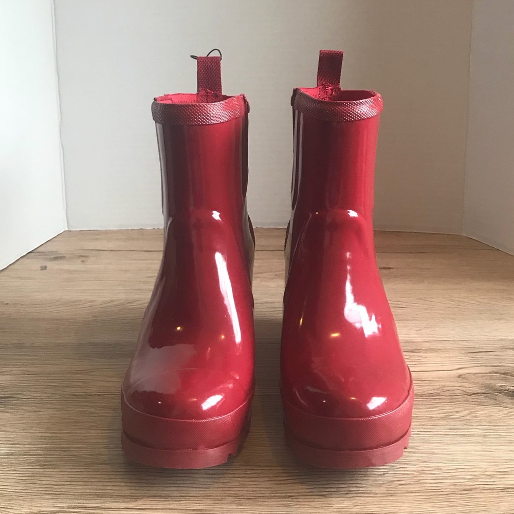 NWT ๐ฅ Sorel Joan Wedge Platform Gloss Rain Boots - Picture 3 of 8